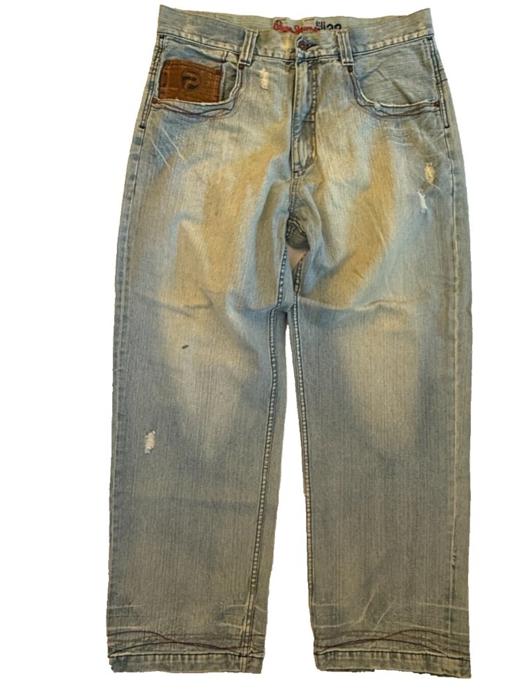 VINTAGE PEPE JEANS LONDON BAGGY WIDE LEG BLUE DENIM MENS SIZE 38 38"x32"
